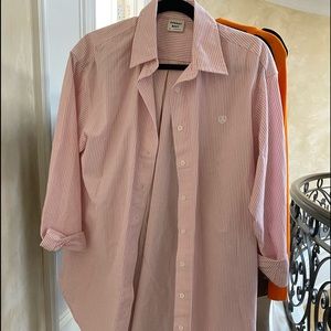 Sundays best white pink stripe button up